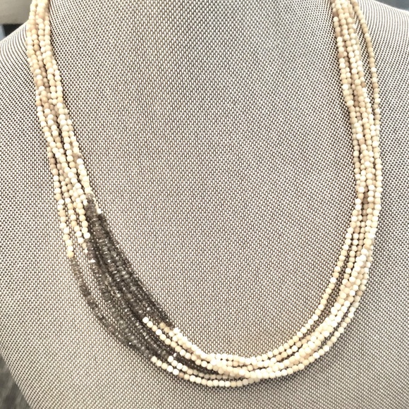 Devon Page McCleary Grey Champagne Diamond Layered Necklace on Beaded Strands - Picture 3 of 7
